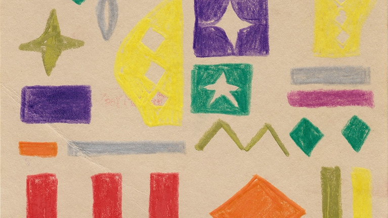 Drawing sheet with shape and colour studies