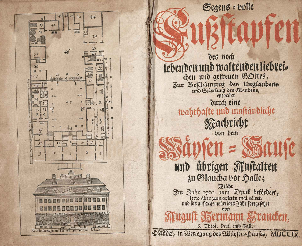 Titelkupfer und Titelblatt von August Hermann Francke "Segens-volle Fußstapfen"