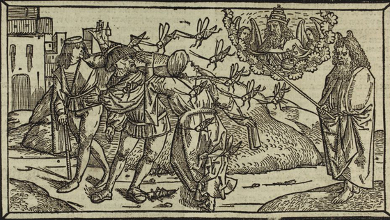 Abbildung der Heuschreckenplage aus dem Alten Testament der Bibel