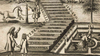 Father and son stand in front of the educational staircase, whose 15 steps show the necessary disciplines of knowledge.