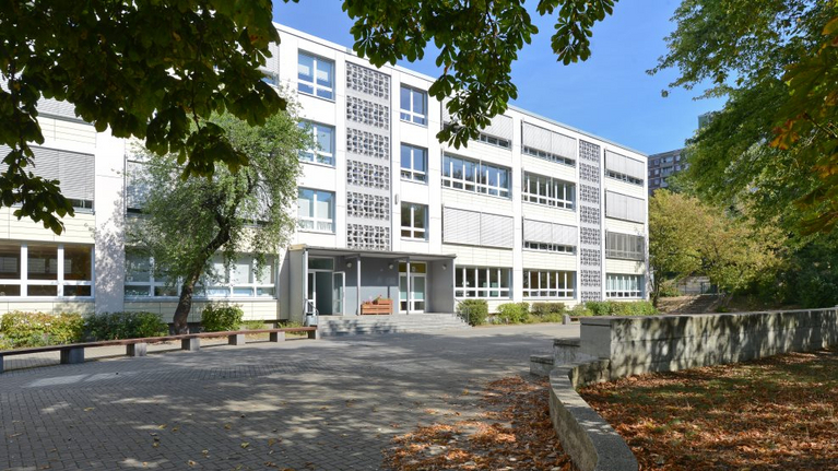 View of the community school in the south of the site of the Francke Foundations