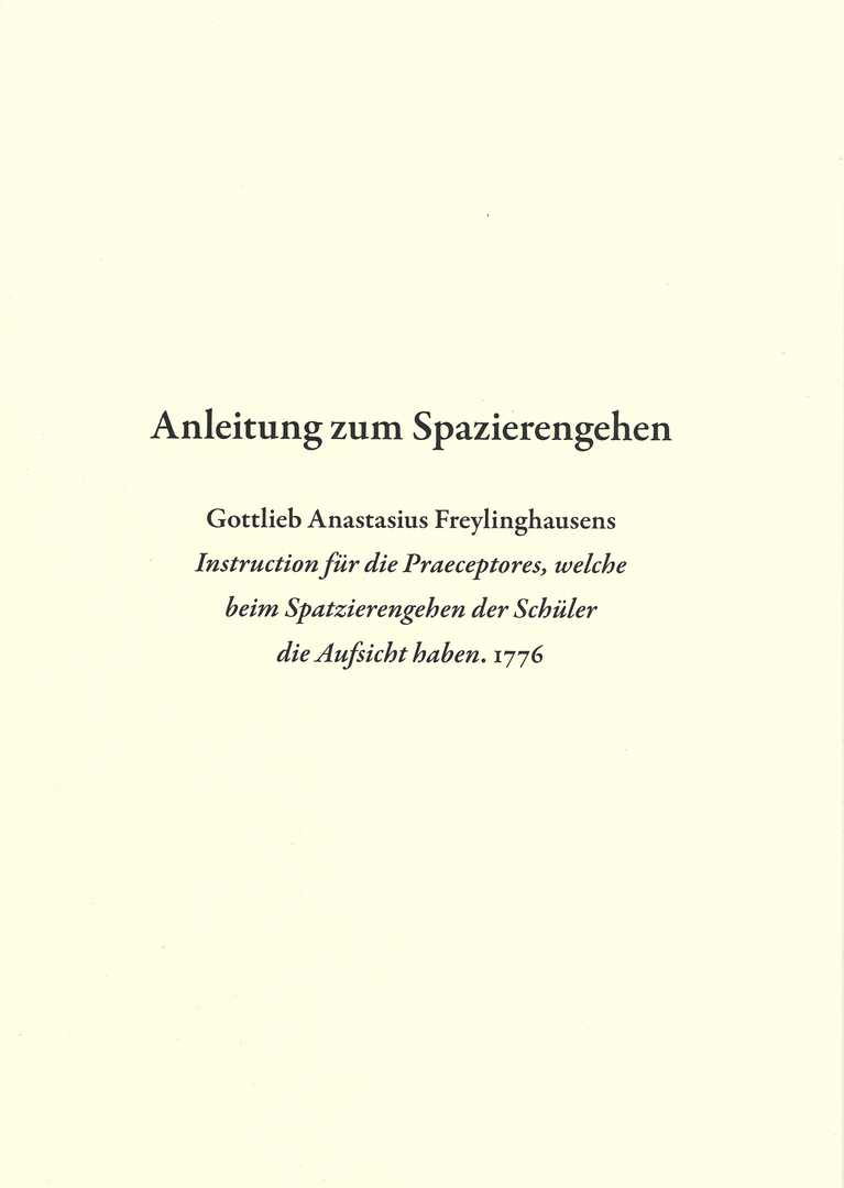 Das Bild zeigt das Buchcover des Bandes "Anleitung zum Spazierengehen"