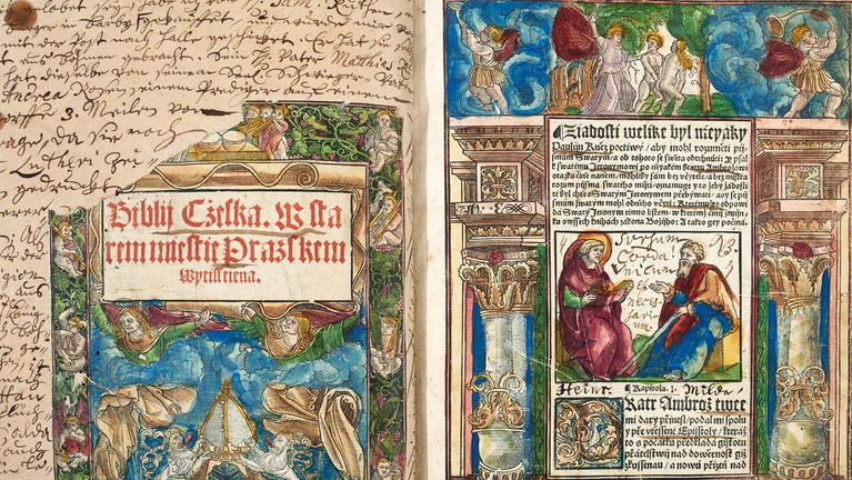 Rich colored Title Page of a czech Bible from 1537