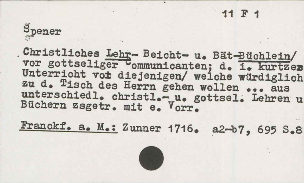 Katalogkarte 2 mit maschinenschriftlichen Eintragungen